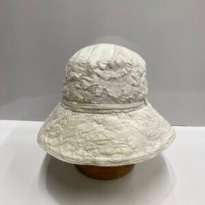 White Quilted Wide Brim Bucket Hat Sun Hat